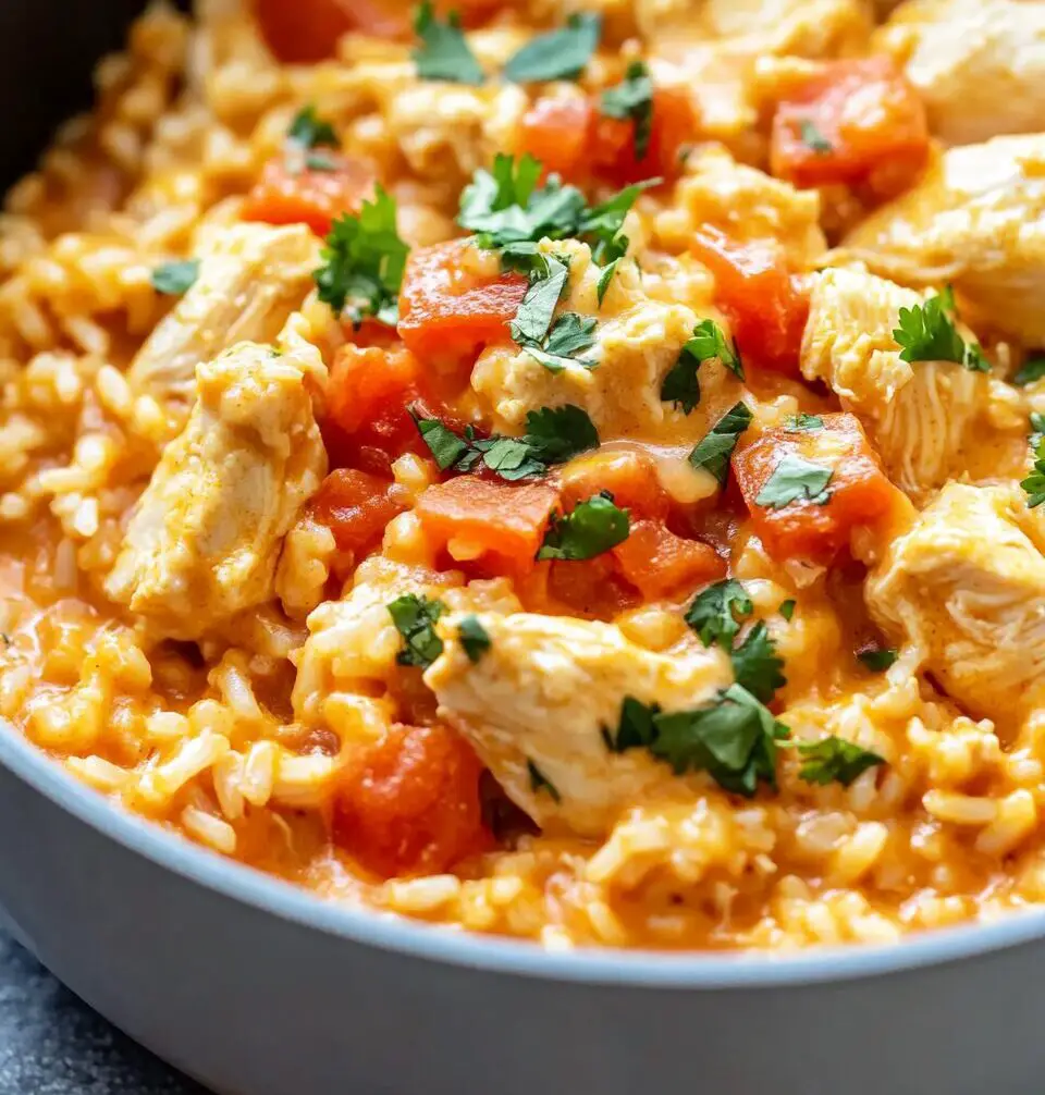 One Pot Queso Chicken and Rice