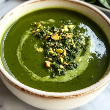 Spinach Potato Soup with Pistachio Gremolata