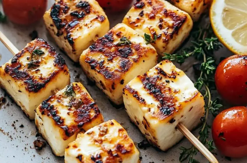 Grilled Halloumi Skewers with Lemon and Thyme