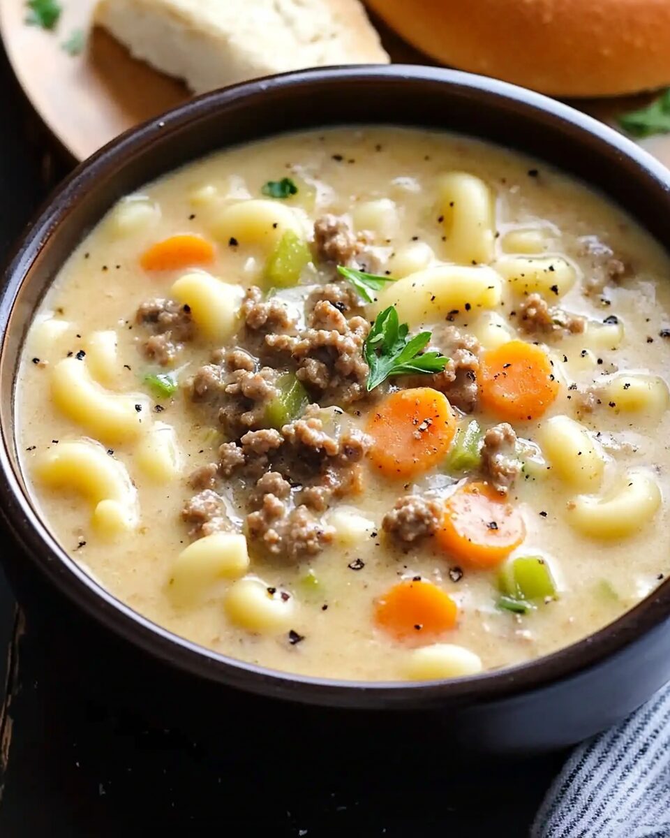 One-Pot Macaroni Cheeseburger Soup