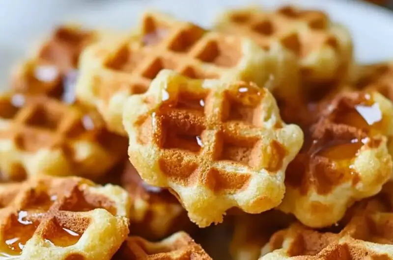 Cornbread Waffle Bites with Honey Butter Syrup