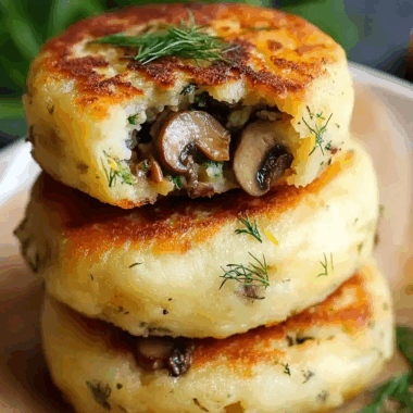 Mushroom Stuffed Potato Cakes
