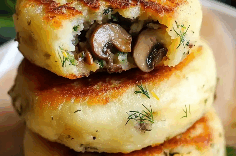 Mushroom Stuffed Potato Cakes