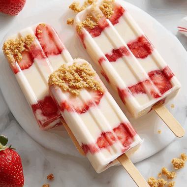 Strawberry Swirl Cheesecake Ice Pops