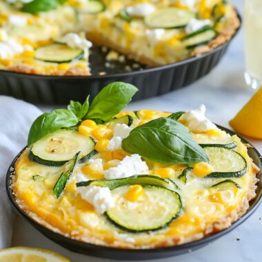 Corn and Zucchini Goat Cheese Quiche with Lemon and Basil