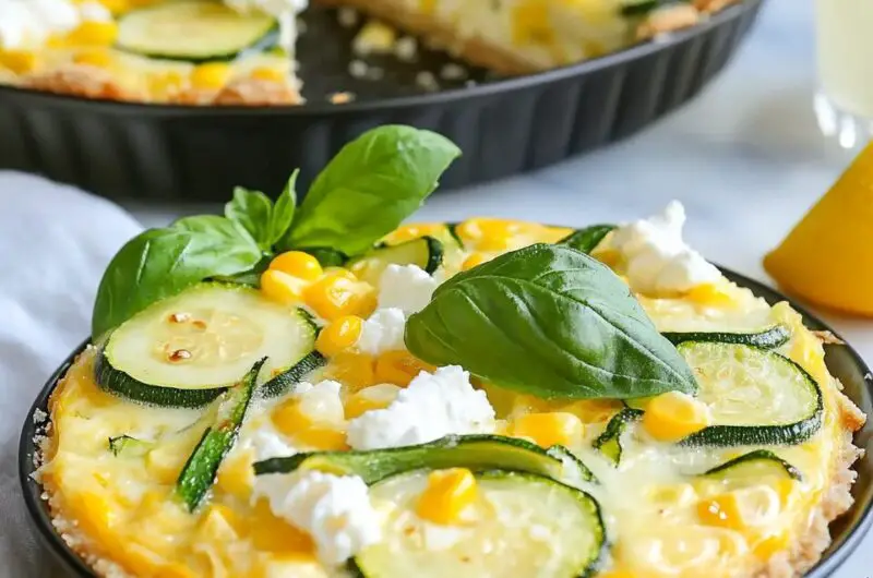 Corn and Zucchini Goat Cheese Quiche with Lemon and Basil