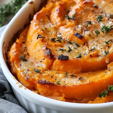 Creamy Garlic Butter Sweet Potato Bake
