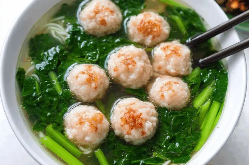 Vietnamese Mustard Green Soup with Shrimp Balls