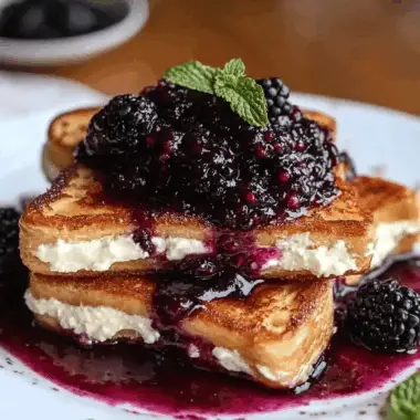 Cream Cheese Stuffed French Toast with Blackberry