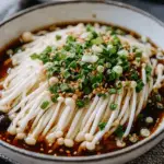 Enoki Mushrooms with Garlic & Scallion Sauce