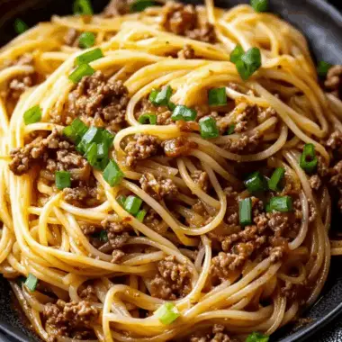 Asian-Style Ground Beef Spaghetti