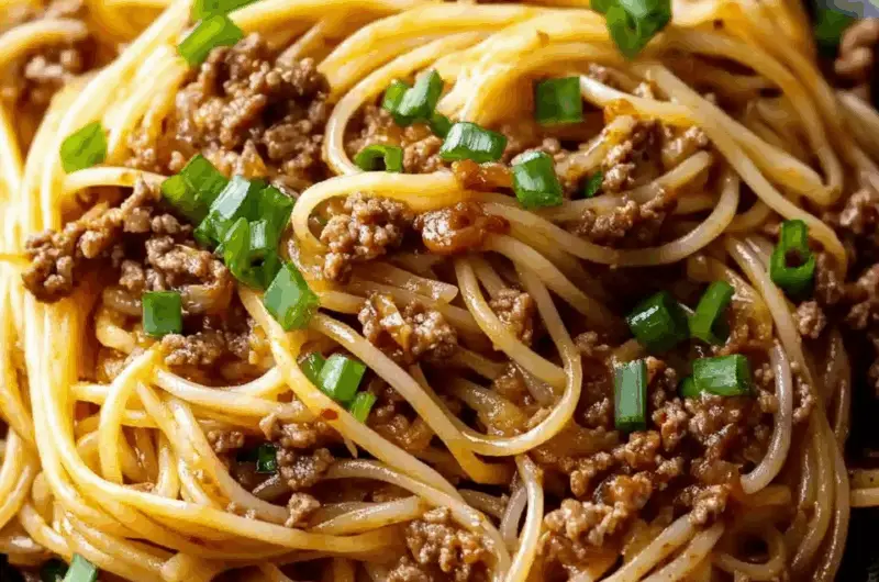 Asian-Style Ground Beef Spaghetti