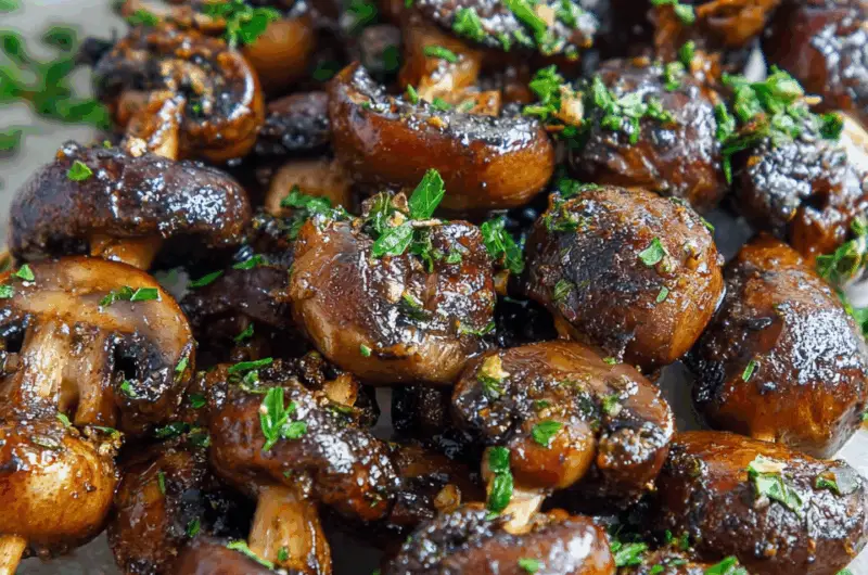Balsamic Garlic Grilled Mushroom Skewers