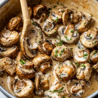 Creamy Garlic Parmesan Sautéed Mushrooms
