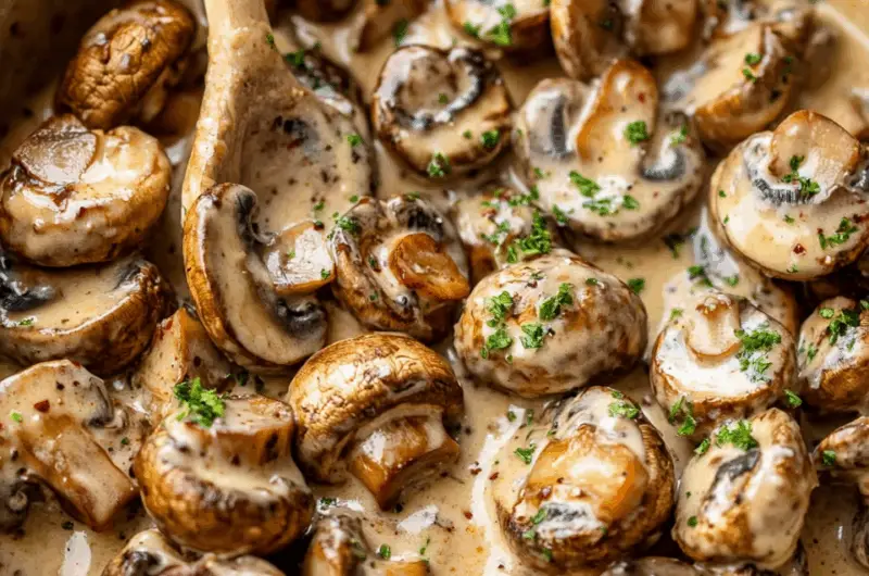 Creamy Garlic Parmesan Sautéed Mushrooms