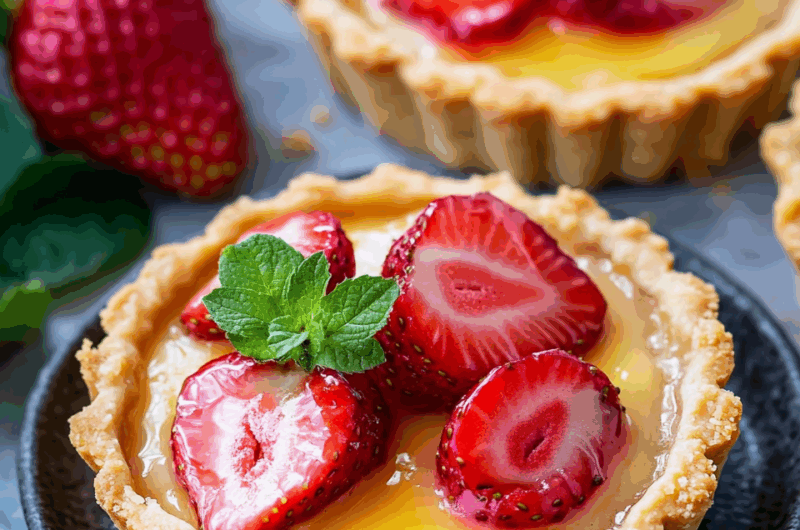 Strawberry Honey Custard Tarts with Lemon Curd