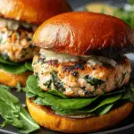 White Cheddar Spinach Chicken Burgers