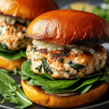 White Cheddar Spinach Chicken Burgers