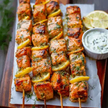 Garlic & Lemon Salmon Kabobs