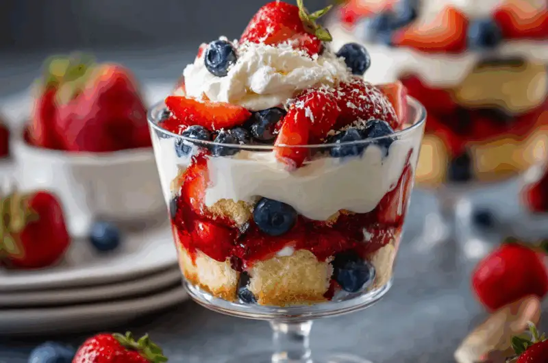 4th of July Trifle Cups with Whipped Vanilla Cream