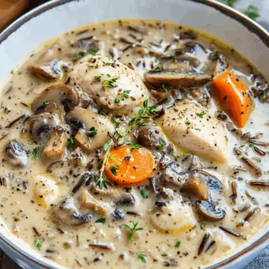 Creamy Mushroom Chicken and Wild Rice Soup