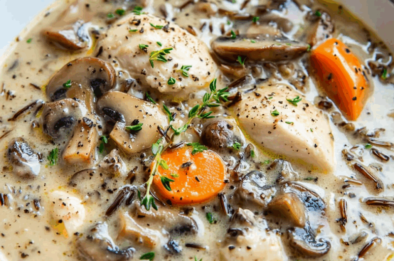 Creamy Mushroom Chicken and Wild Rice Soup