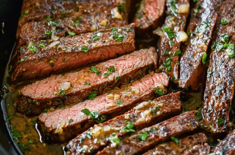 Garlic Butter Skillet Flank Steak Oven