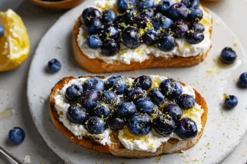Lemon Blueberry Ricotta Toast With Honey