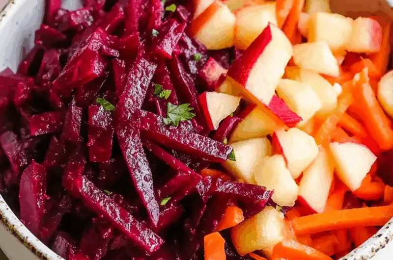 Raw Beet Salad with Apples and Carrots