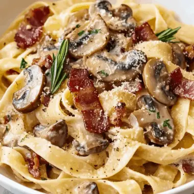 Creamy Tagliatelle with Bacon and Mushrooms