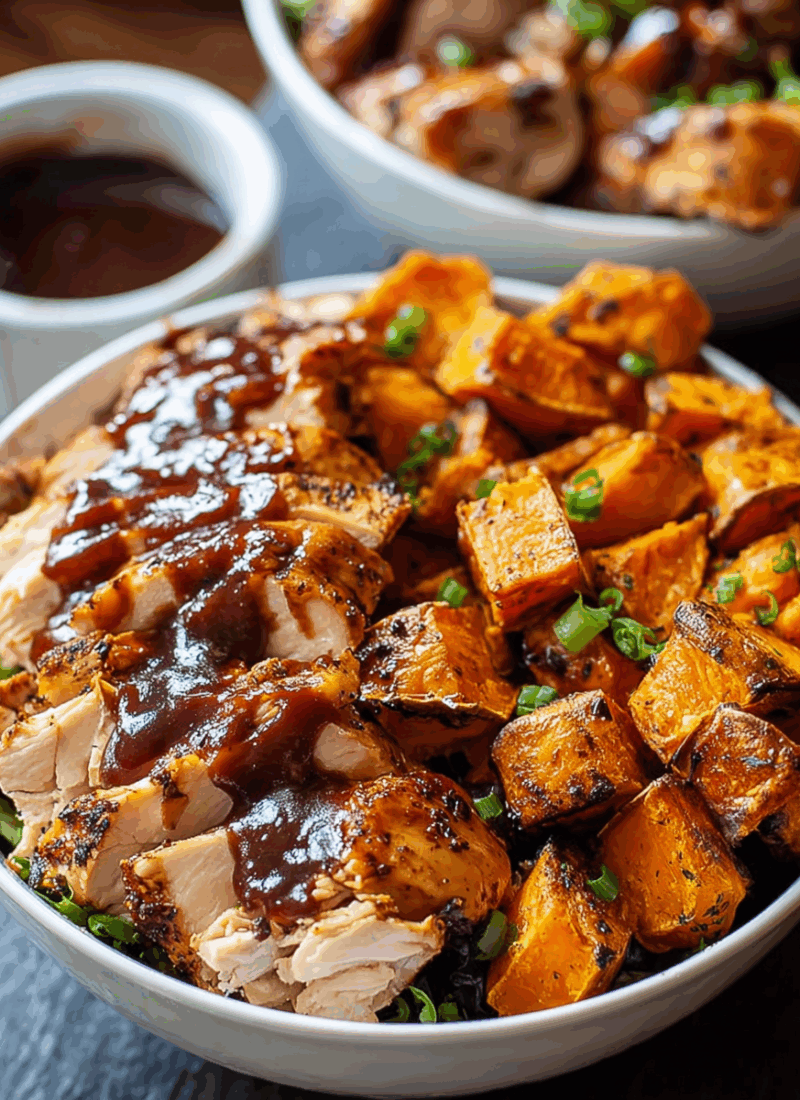 BBQ Chicken & Roasted Sweet Potato Bowls