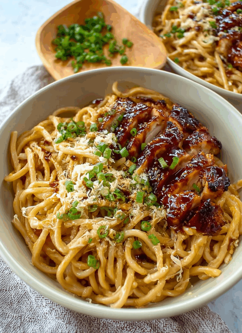 Garlic Noodles with Teriyaki Chicken