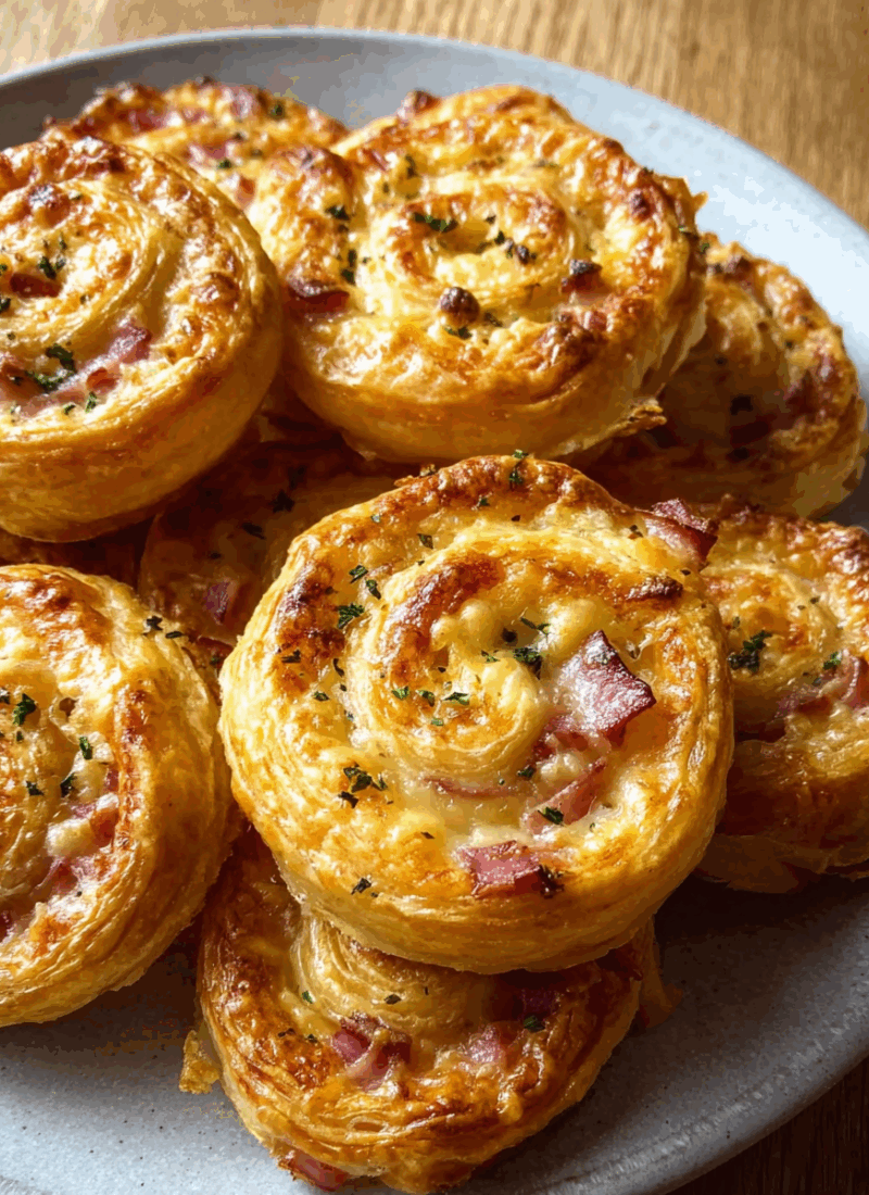 Ham and Cheese Puff Pastry Pinwheels