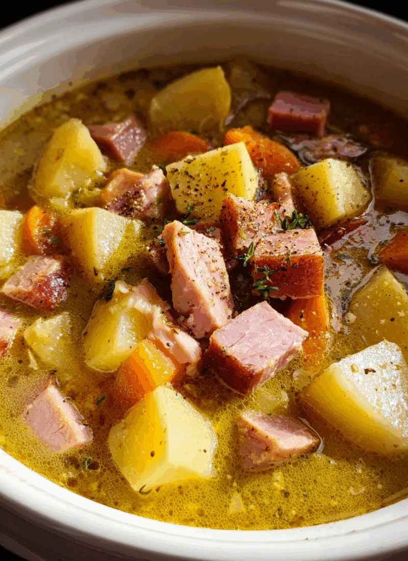 45 Minute Slow Cooker Ham and Potatoes