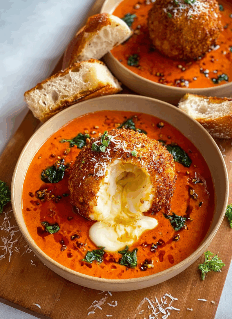 Fried Burrata with Spicy Vodka-Style Sauce
