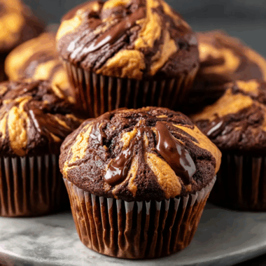 Chocolate Peanut Butter Swirl Muffins