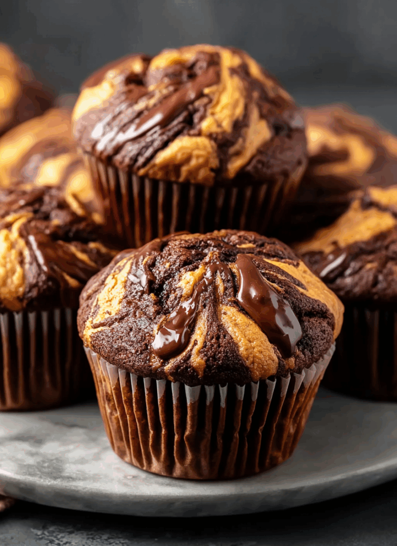 Chocolate Peanut Butter Swirl Muffins