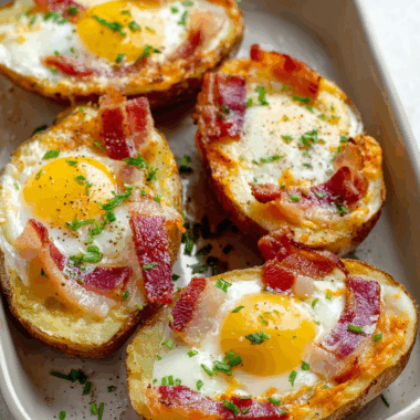 Double Baked Bacon + Egg Potatoes