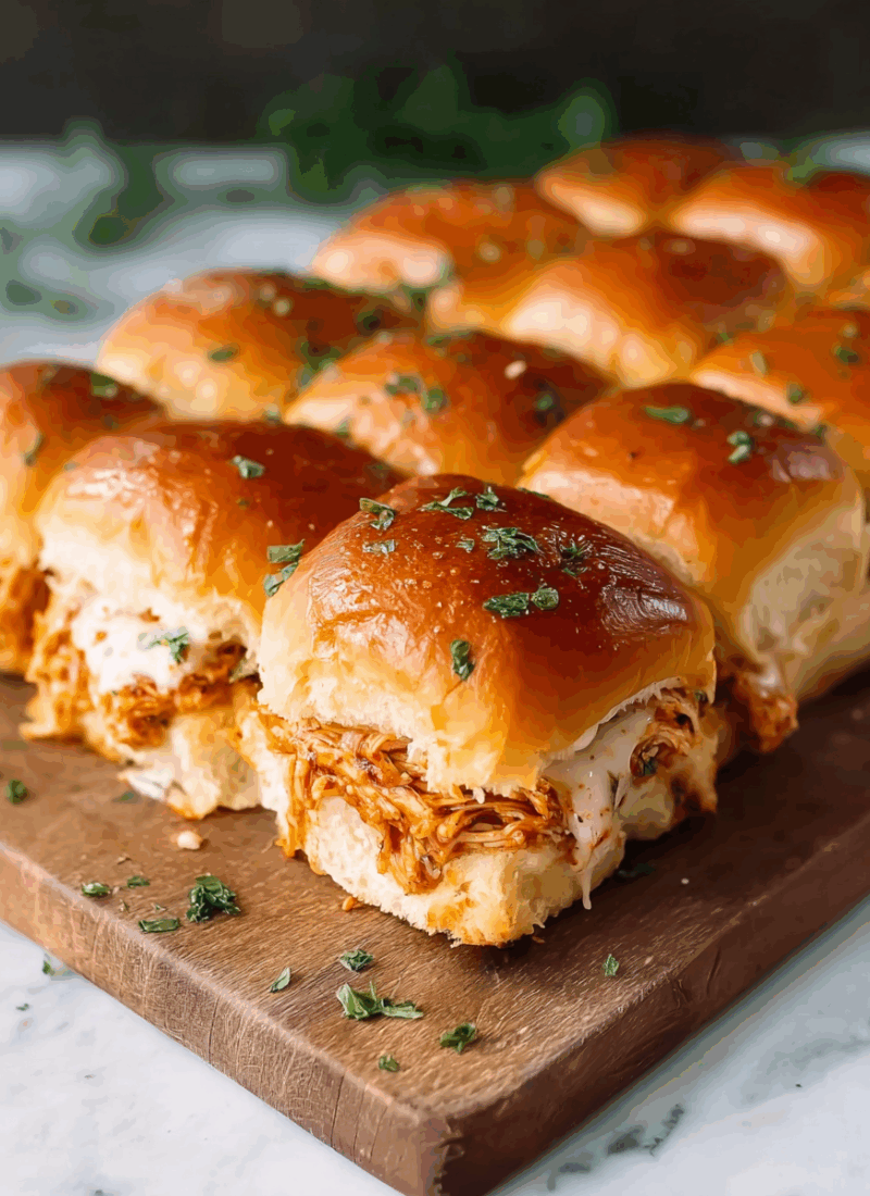Cheesy BBQ Chicken Sliders
