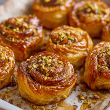 Pistachio Honey Baklava Rolls