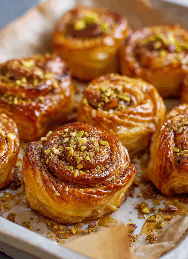 Pistachio Honey Baklava Rolls