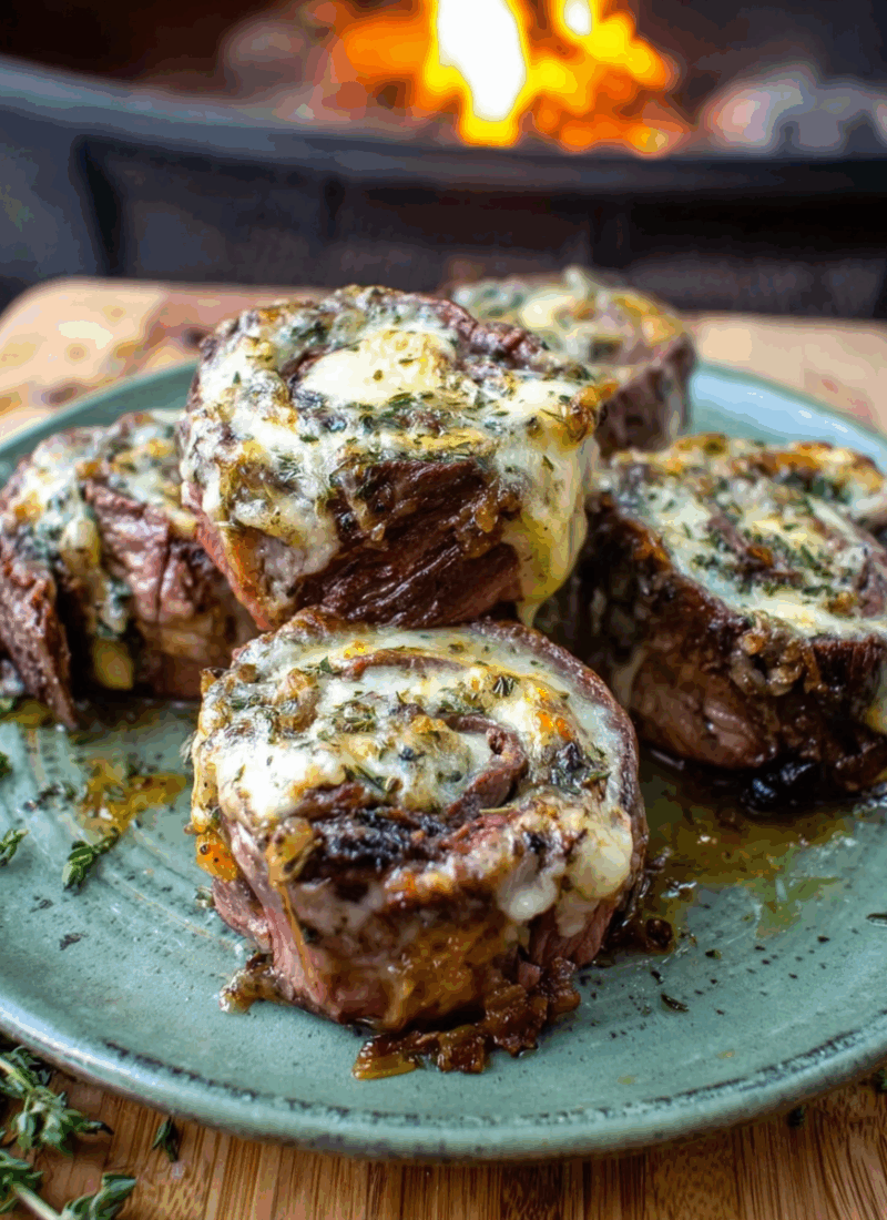 French Onion Steak Pinwheels