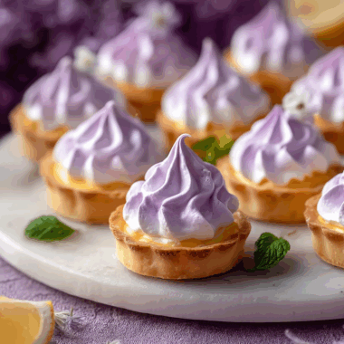 Mini Lemon Tart with Lilac Meringue
