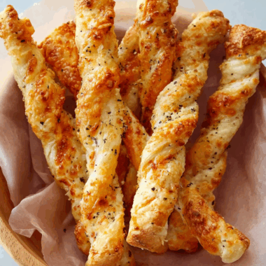 Puff Pastry Cheese Straws with White Cheddar and Black Pepper