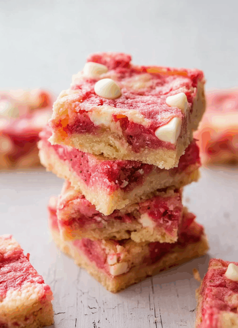 Gooey Strawberry Cake Mix Brownies