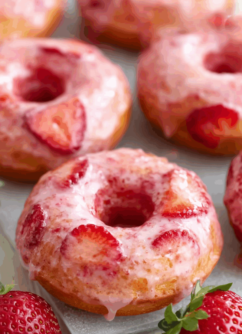 Strawberry Buttermilk Doughnuts