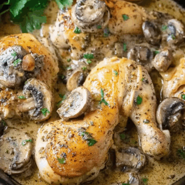 Cast Iron Creamy Mushroom Chicken