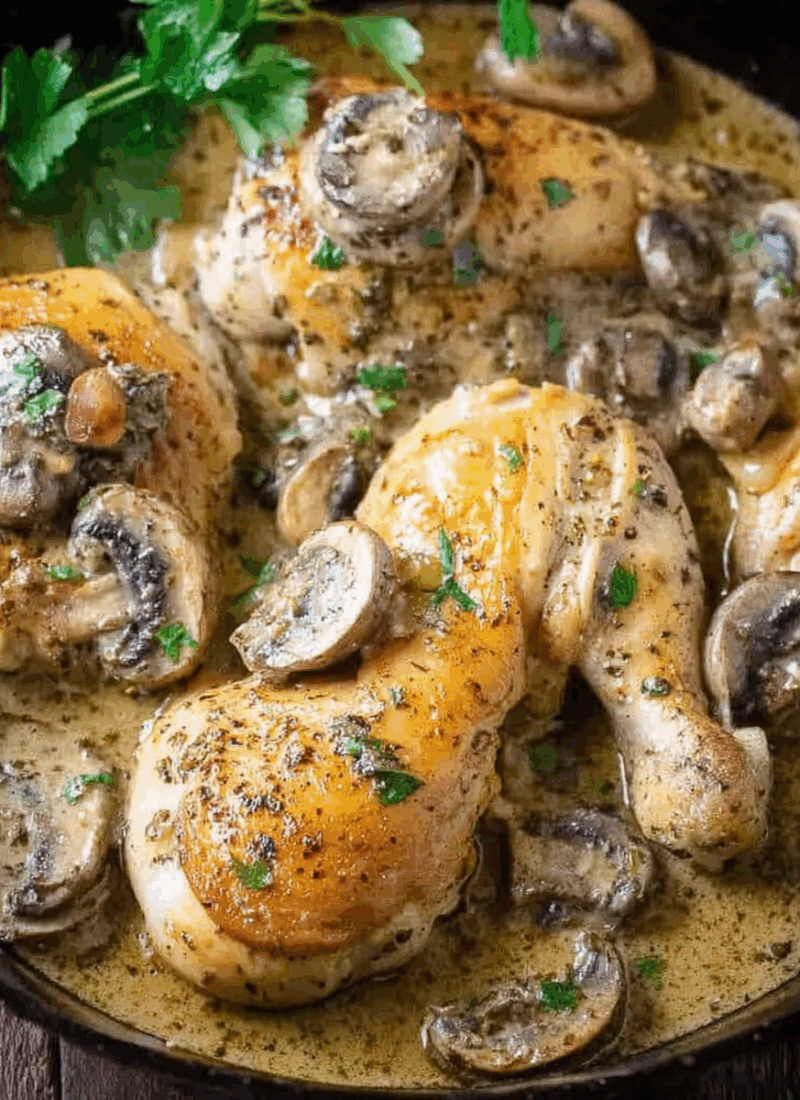 Cast Iron Creamy Mushroom Chicken