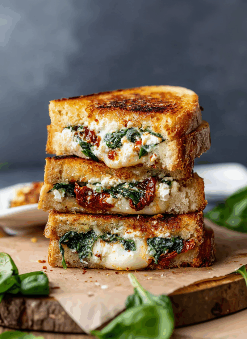 Feta Grilled Cheese Sandwich with Spinach