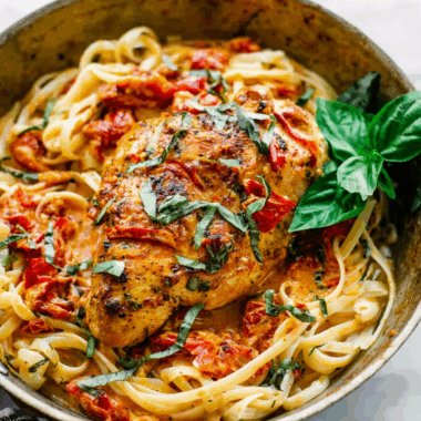 Garlic Basil Chicken with Tomato Butter Sauce